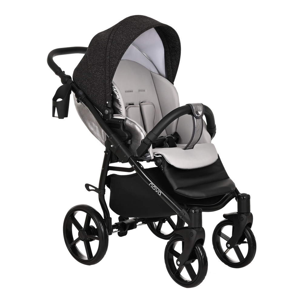 Коляска 2 в 1 Tutis Novo Reflective Кожа Pearl Metalic/Black Reflective Print