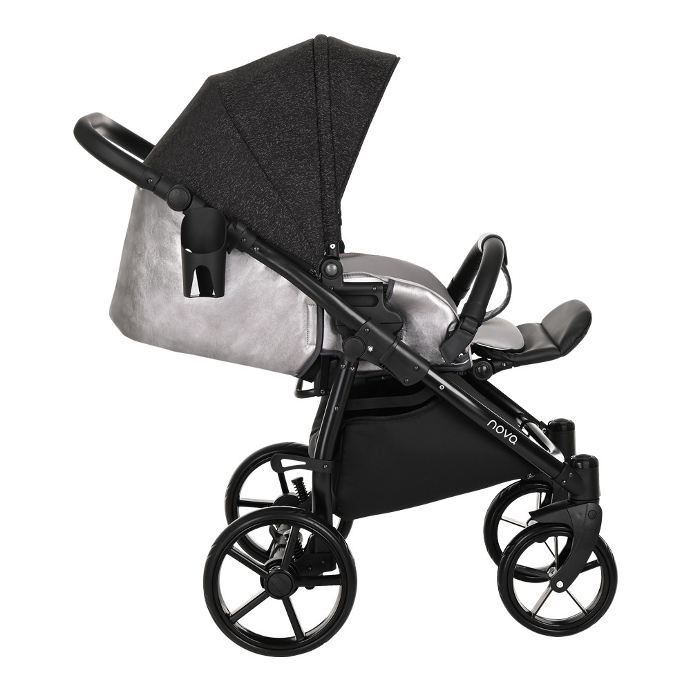 Коляска 2 в 1 Tutis Novo Reflective Кожа Pearl Metalic/Black Reflective Print