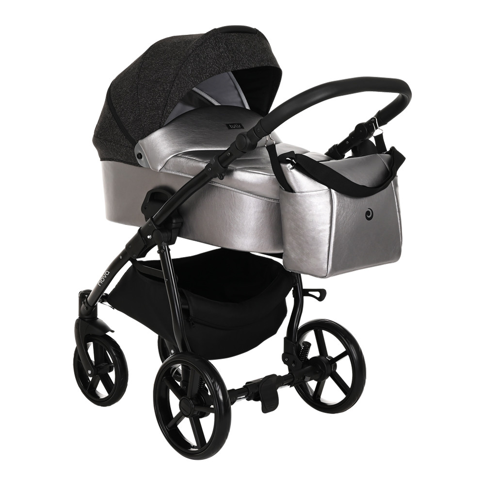 Коляска 2 в 1 Tutis Novo Reflective Кожа Pearl Metalic/Black Reflective Print