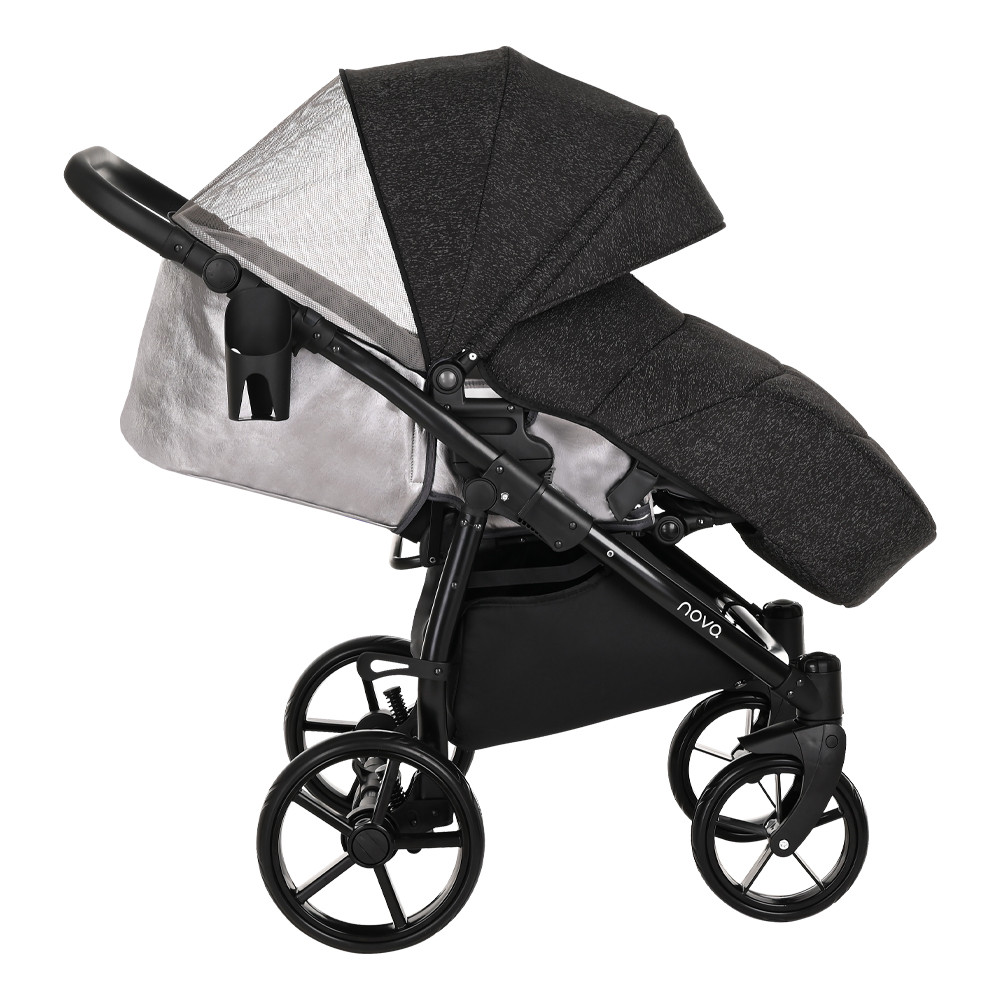 Коляска 2 в 1 Tutis Novo Reflective Кожа Pearl Metalic/Black Reflective Print