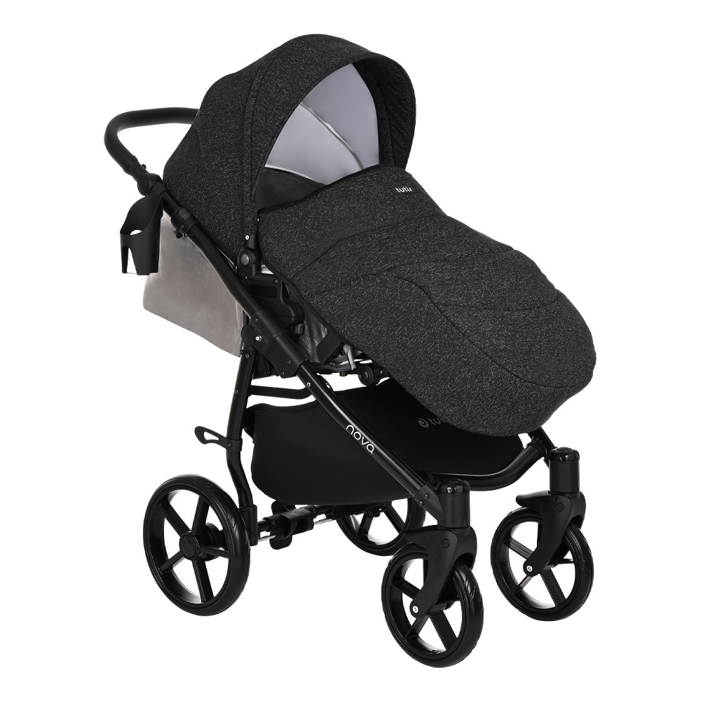 Коляска 2 в 1 Tutis Novo Reflective Кожа Pearl Metalic/Black Reflective Print