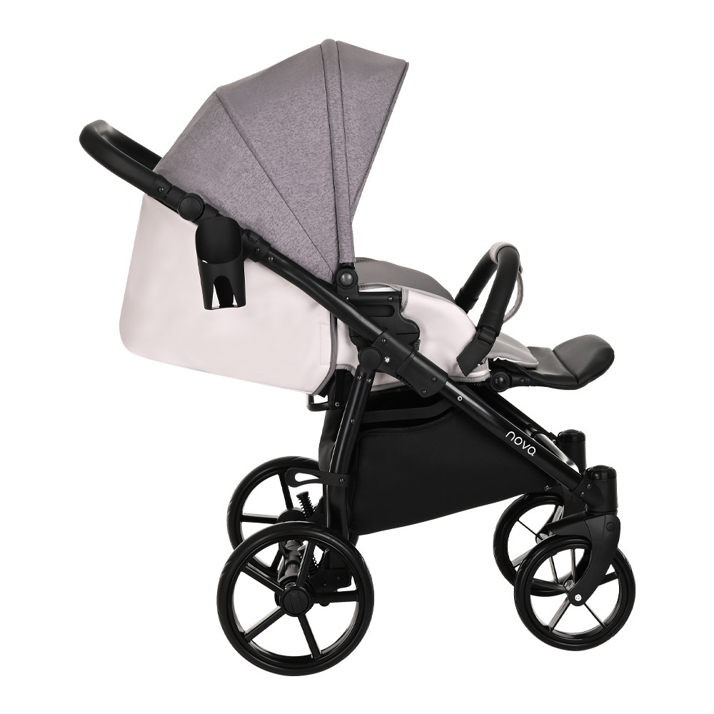 Коляска 2 в 1 Tutis Novo Reflective Кожа Pearl Metalic/Grey Reflective Print