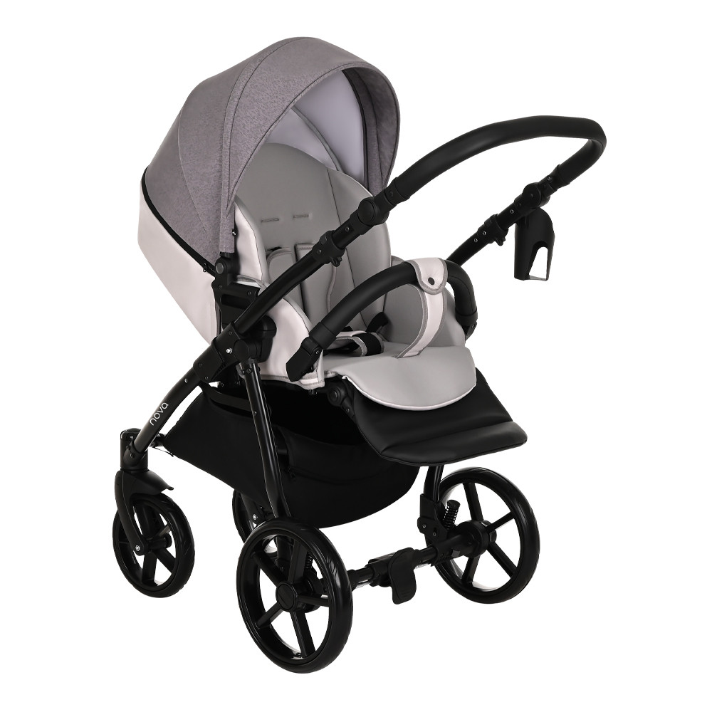 Коляска 2 в 1 Tutis Novo Reflective Кожа Pearl Metalic/Grey Reflective Print