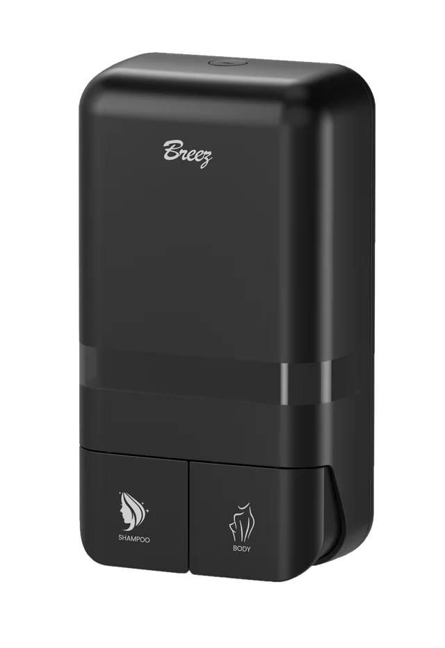 Настенный дозатор для душевых Breez S-8186 чёрный (350мл. x2) - фото 1 - id-p101850938