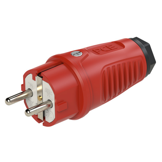 PCE Вилка кабельная 16A/250V/2P+E/IP54 корпус красный маркер черный