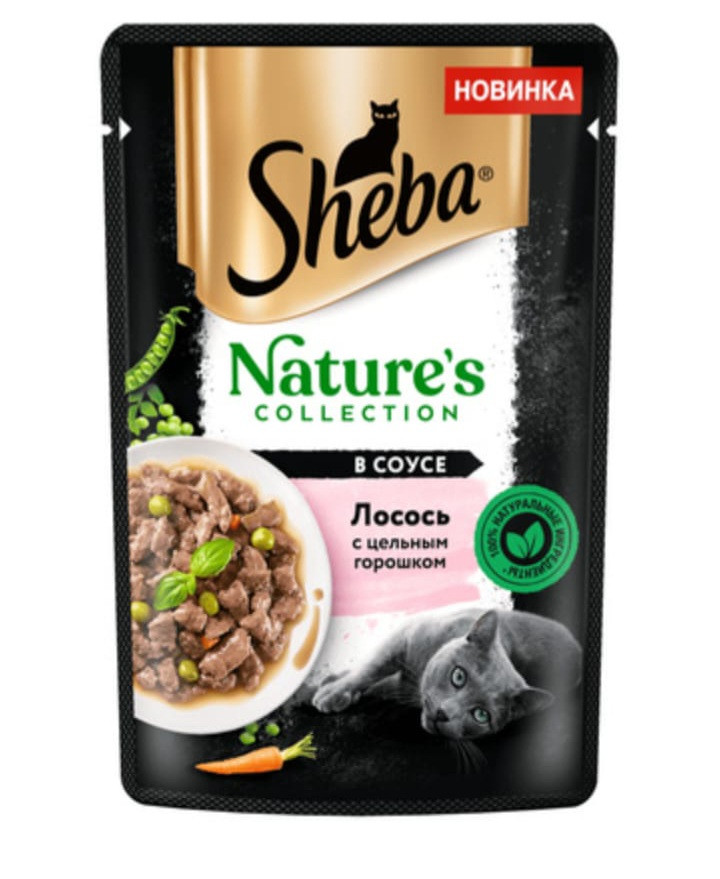 Sheba (Шеба) Влажный корм для кошек Лосось с цельным горошком, 75 г, фото 1