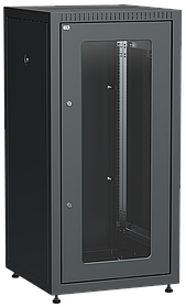 ITK Шкаф сетевой напольный LINEA E 24U 600х600мм стеклянная передняя дверь задняя металлическая черный
