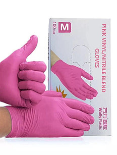 Перчатки M 100шт винило-нитрил Blend Gloves розовые