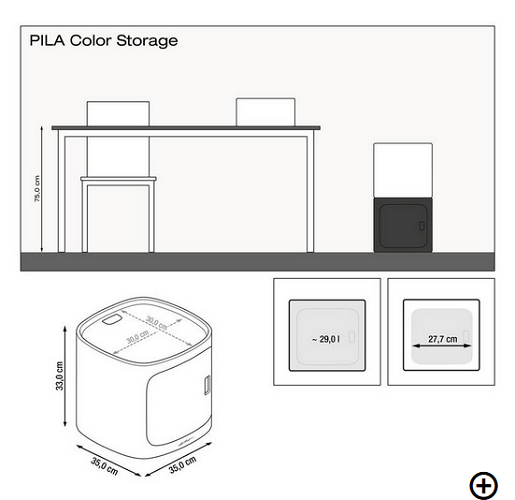 Вазоны LECHUZA PILA Storage - 35*35*H33 см темно-сервый матовый - фото 4 - id-p101920824