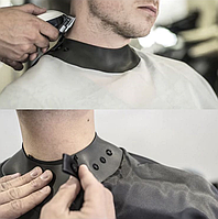 Пеньюар на кнопках (черный) с прорезиненным воротничком вместо жабо