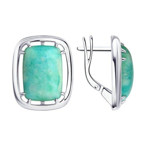 Серьги из серебра с амазонитом DIAMANT ( SOKOLOV ) 94-320-00897-1 покрыто родием
