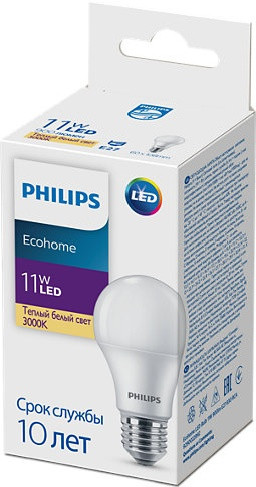 Лампа PHILLIPS EcohomeLED Bulb 11W 900lm E27 830 - фото 1 - id-p101956965