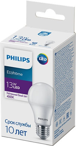 Лампа PHILLIPS EcohomeLED Bulb 13W 1250lm E27 840