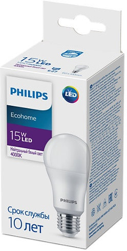 Лампа PHILLIPS EcohomeLED Bulb 15W 1450lm E27 840