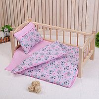 Постельное бельё для кукол с тесьмой «Котята на розовом», простынь, одеяло, подушка