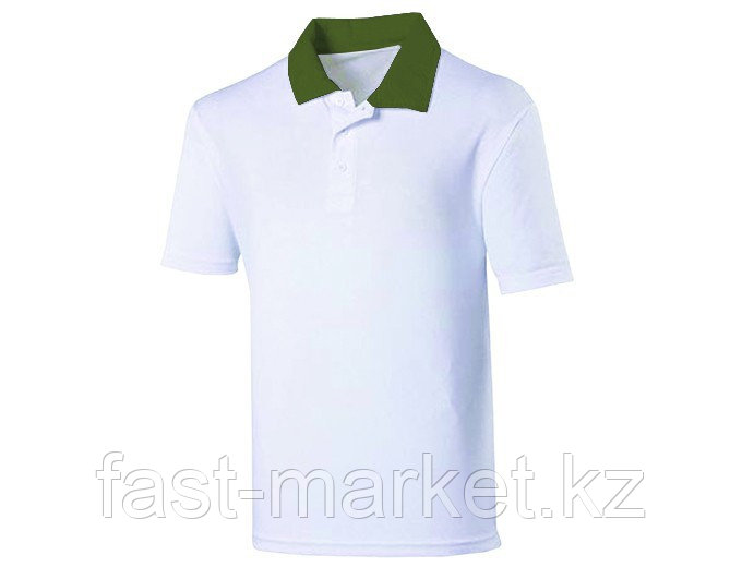Рубашка поло, 200гр, 100% хлопок Бело-зеленый