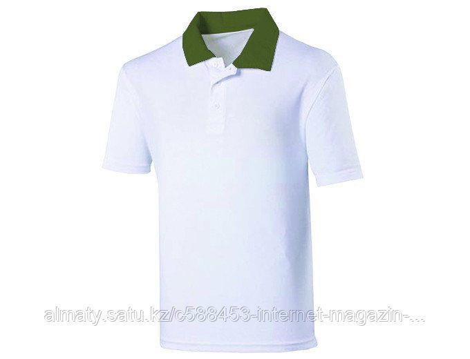 Рубашка поло, 200гр, 100% хлопок Бело-зеленый