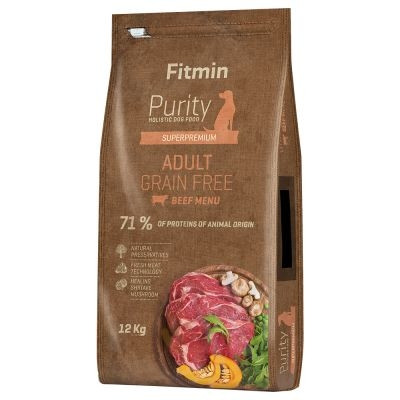 Fitmin, Фитмин беззерновой корм для взрослых собак средних и крупных пород, с говядиной, 12 кг - фото 1 - id-p104558456