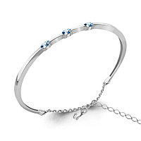 Жёсткий серебряный браслет, Топаз Свисс Блю Aquamarine 7464805.5 покрыто родием