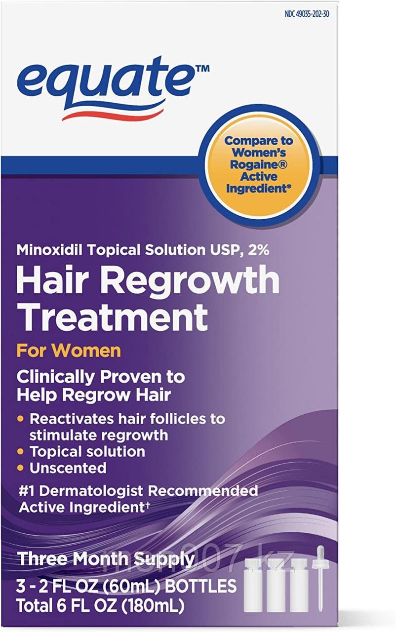 Equate Minoxidil 2% (Миноксидил 2%) для восстановления роста волос женщин (3 флакона по 60 мл)