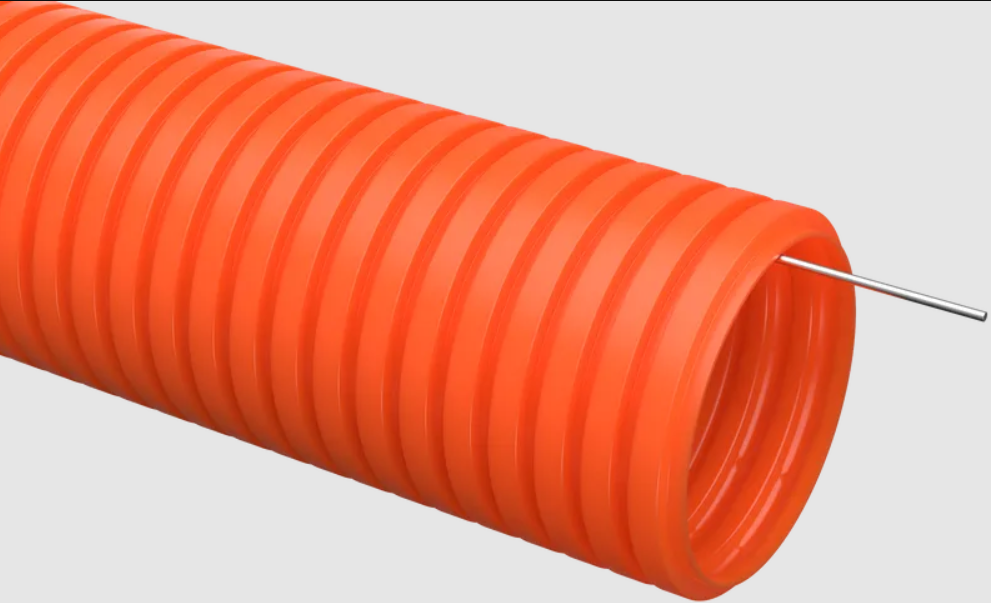 Труба гофрированная ПНД d=16мм с зондом оранжевая тяжелая (100м) IEK - фото 1 - id-p102065418