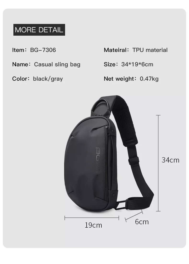 Кросс-боди сумка слинг Bange BG-7306 (серая) - фото 6 - id-p102067611