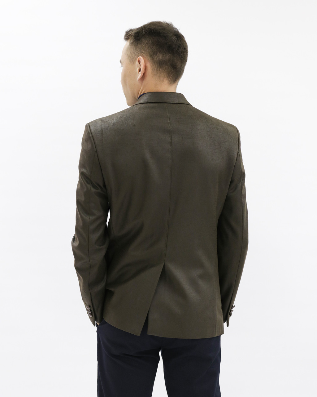 Мужской приталенный пиджак «UM&H 544354132» коричневый - фото 4 - id-p102073598