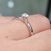 Золотое кольцо с бриллиантом 0.18Сt SI1/H VG-Cut, фото 9
