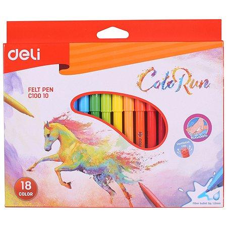 Фломастеры Deli ColoRun смываемые, 18 цветов