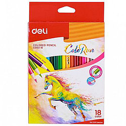 Карандаши цветные Deli ColoRun трехгранные, 18 цветов