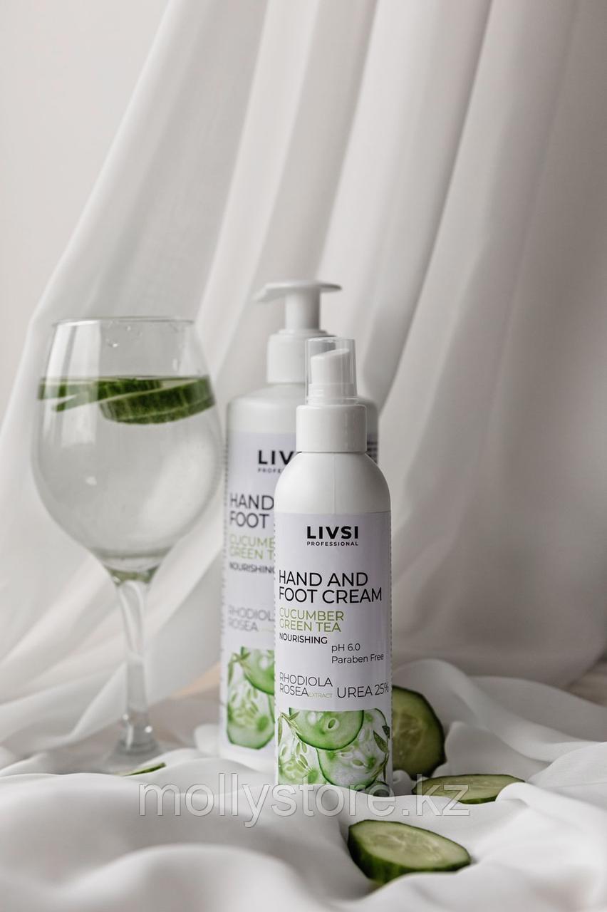 LIVSI Крем для рук и ног "HAND AND FOOT CREAM CUCUMBER GREEN TEA" 500 мл - фото 2 - id-p102079289