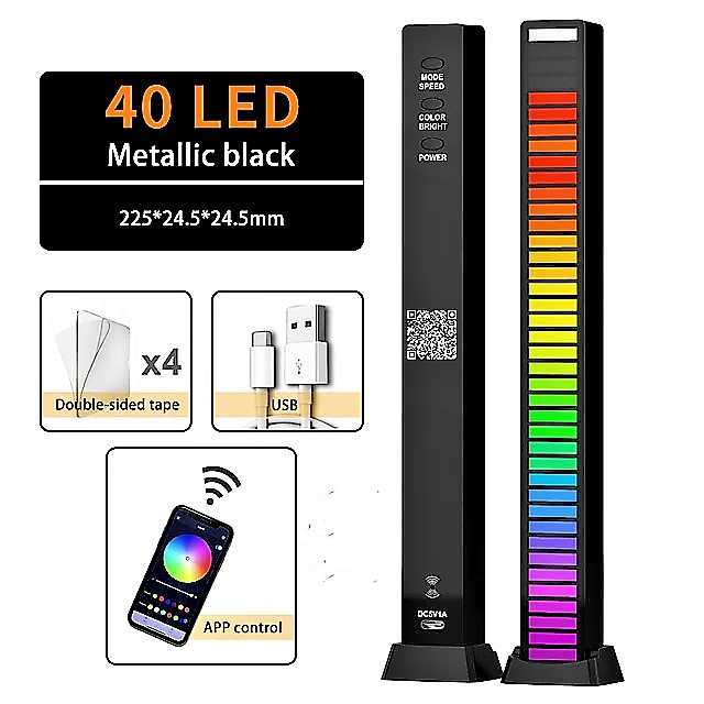 Эквалайзер светодиодный RGB 40 led с музыкальным управлением Bluetooth