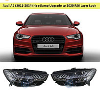 Передние фары на Audi A6 V (C7) 2011-14 дизайн 2020 RS6 (LASER)