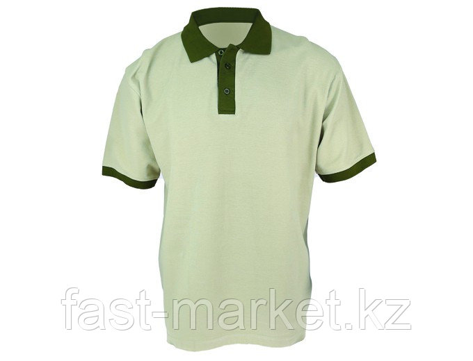 Рубашка поло двухцветное, 200гр, 100% хлопок, темно-зеленый