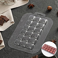 Форма для шоколада «Плитка Подушечки», 17×8,5×1,15 см, цвет прозрачный