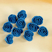Набор цветов для декора "Роза", из фоамирана, D= 3 см, 10 шт, синий