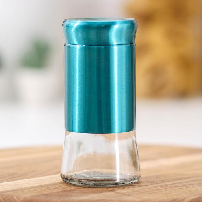 Ёмкость стеклянная для специй «Стиль», 150 мл, 5,5×8 см, цвет бирюзовый ...