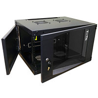 LANMASTER Шкаф настенный Next, 18U 550x600, стеклянная дверь, черный серверный шкаф (TWT-CBWNG-18U-6x6-BK)