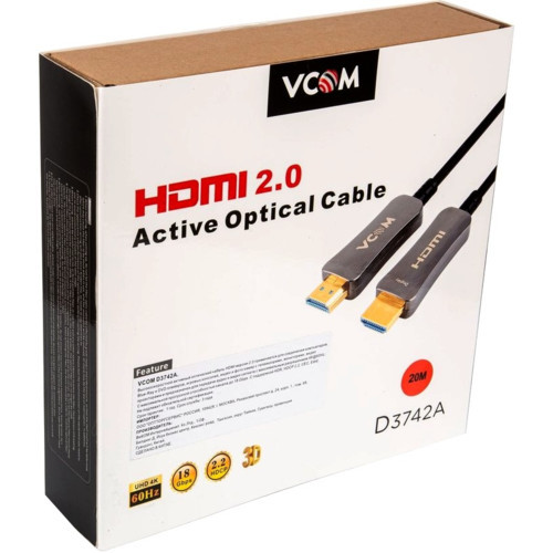 VCOM Активный оптический кабель HDMI 19M/M,ver. 2.0 кабель интерфейсный (D3742A-20M) - фото 7 - id-p102138458