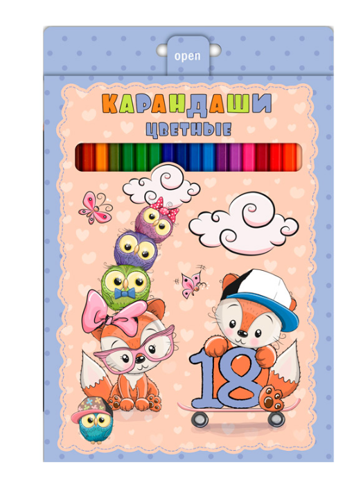 Карандаши "Hatber VK", 18 цветов, серия "Друзья-мультяшки", в картонной упаковке - фото 1 - id-p63803374
