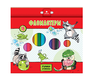 Фломастеры "Hatber VK", 18 цветов, серия "Забавные животные", в картонной упаковке