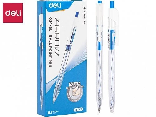 Ручка шариковая DELI "Arrow" автоматическая, 0,7 мм, синяя - фото 2 - id-p102185714