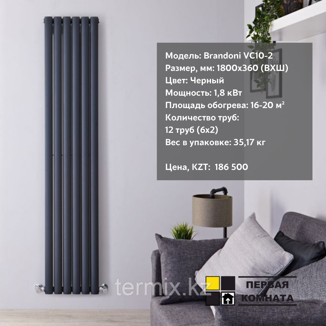 Вертикальный радиатор Brandoni VC10-2 черный