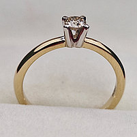 Золотое кольцо с бриллиантом 0.18Сt VVS2/N VG-Cut, фото 7