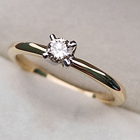 Золотое кольцо с бриллиантом 0.18Сt VVS2/N VG-Cut, фото 9