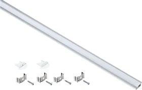 Профиль алюминиевый для светодиодной ленты 2207 встраиваемый трапециевидный 2м с комплектом аксессуаров (опал)