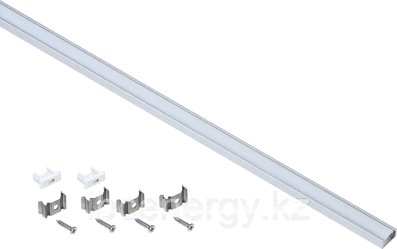 Профиль алюминиевый для светодиодной ленты 1607 накладной прямоугольный 2м с комплектом аксессуаров (опал) IEK - фото 1 - id-p102196053