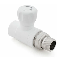 ППР белый кран радиаторный  прямой 20 х 1/2 н.р # (ящ  110) Koer