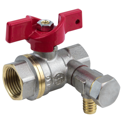 Кран шаровой латунь со спускником Ду 15 Ру16 ВР G1/2" рычаг со спускником Пензапромарматура 019011012, фото 1