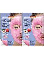 Purederm Кислородная маска с экстрактом персика Deep Purifying Pink O2 Bubble Mask Peach, 2шт*20 г